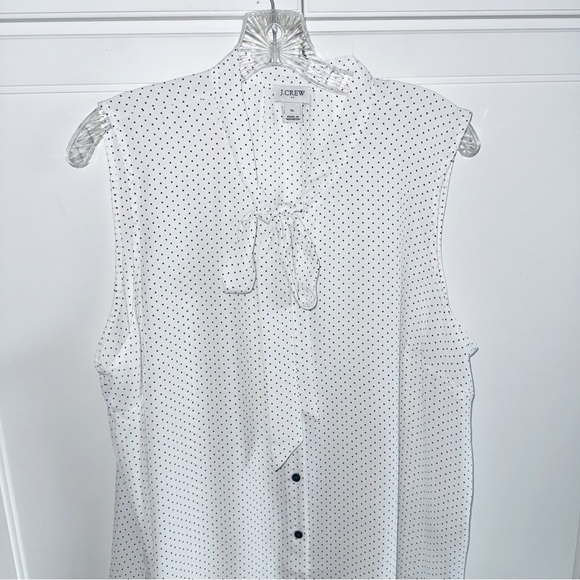 J. Crew Factory Polka Dot Drapey Tie Neck Top Sz XL - Picture 7 of 11